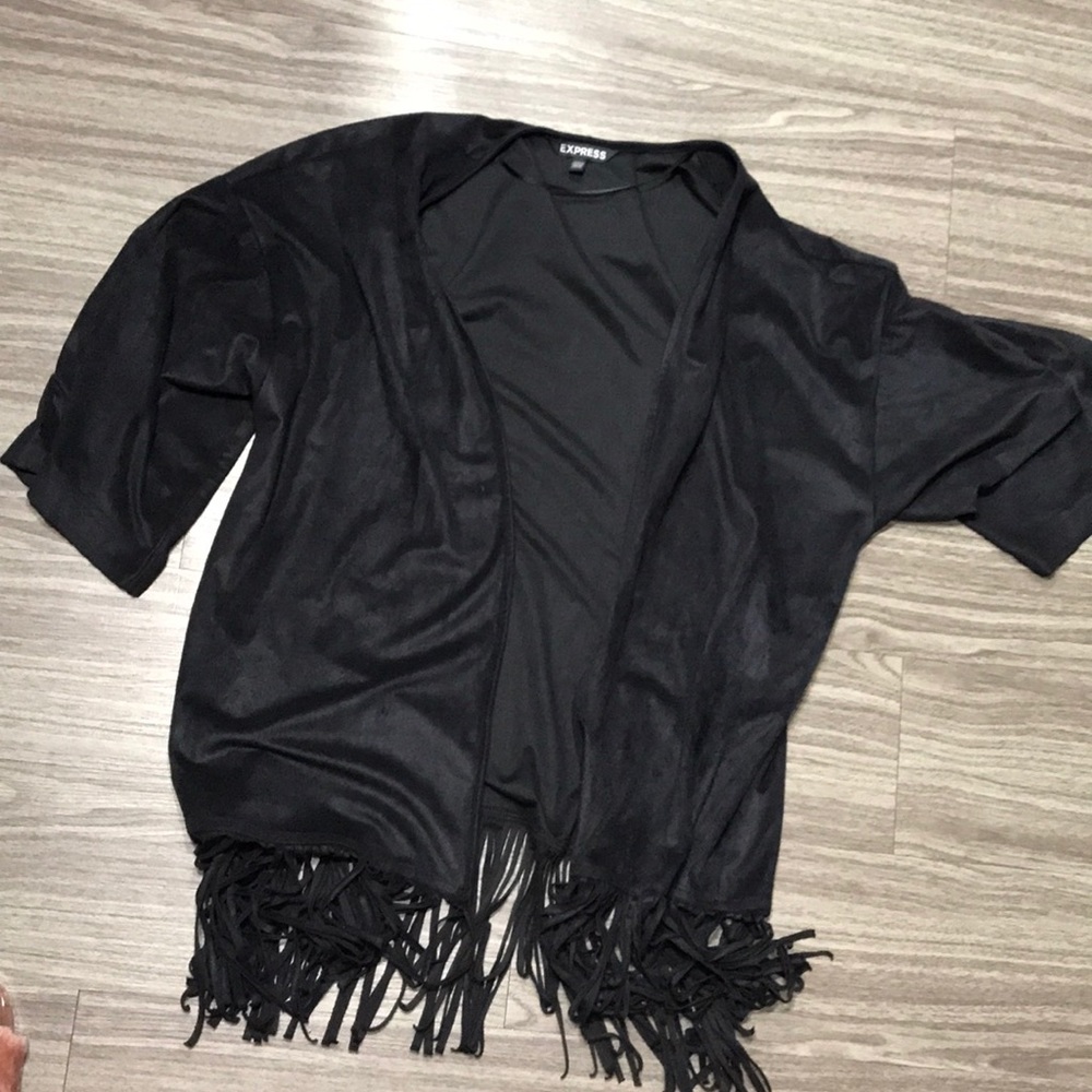 Velour fringe cardigan